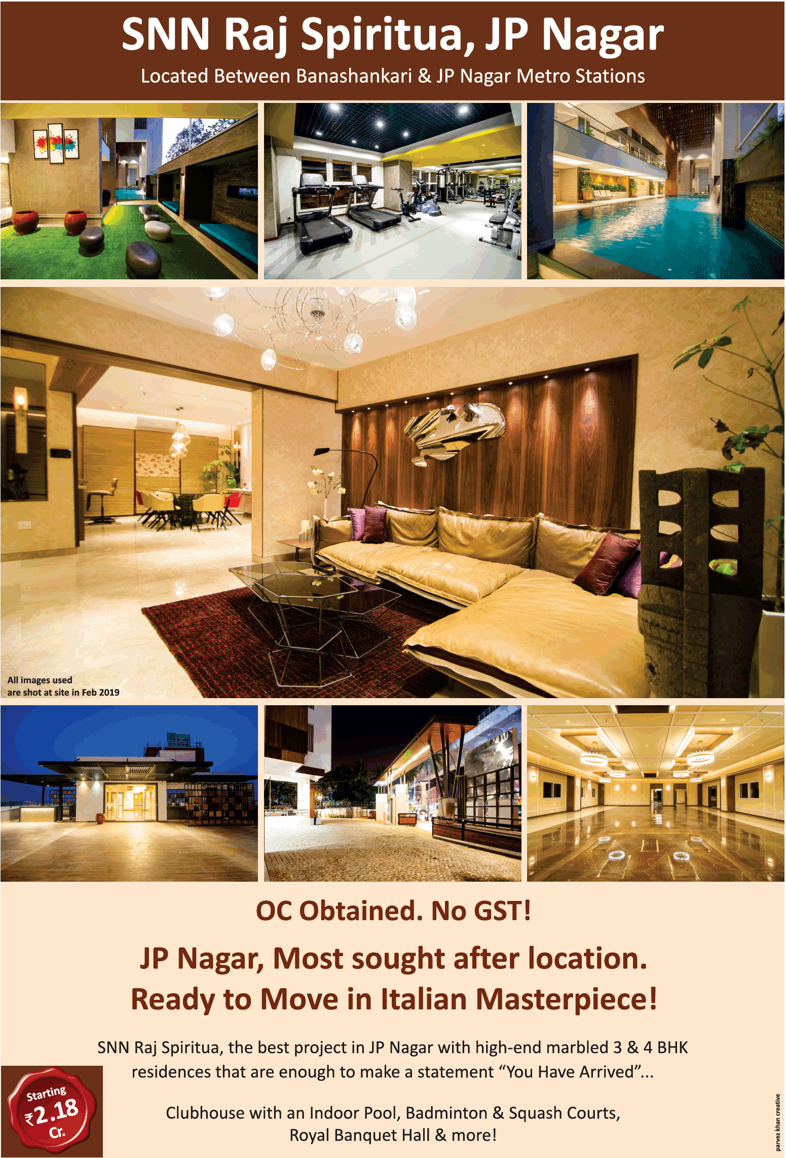 Ready to move in italian masterpiece apartments at SNN Raj Spiritua in Bangalore